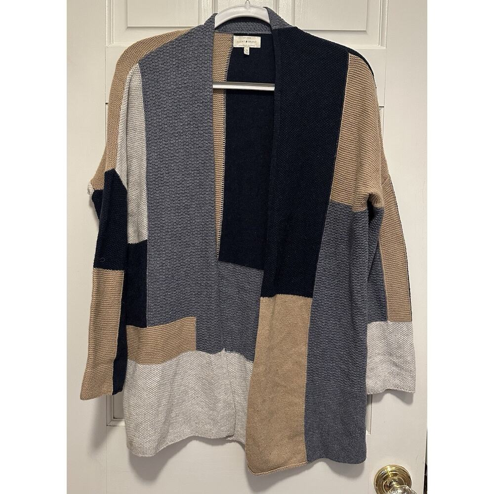 Lucky Brand Cardigan Womens Medium Patchwork Duster Open Front Boho Festival